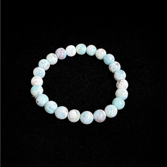 Jewelry - Elegant 8mm Larimar Beaded Bracelet (Dominican Republic)